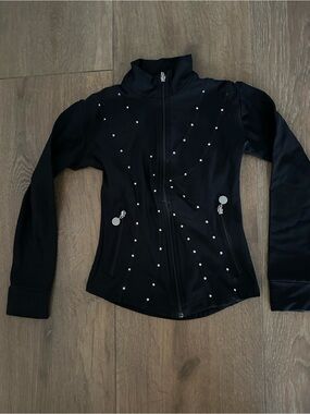 Girls' Black Rhinestone-Trim Bomber Jacket